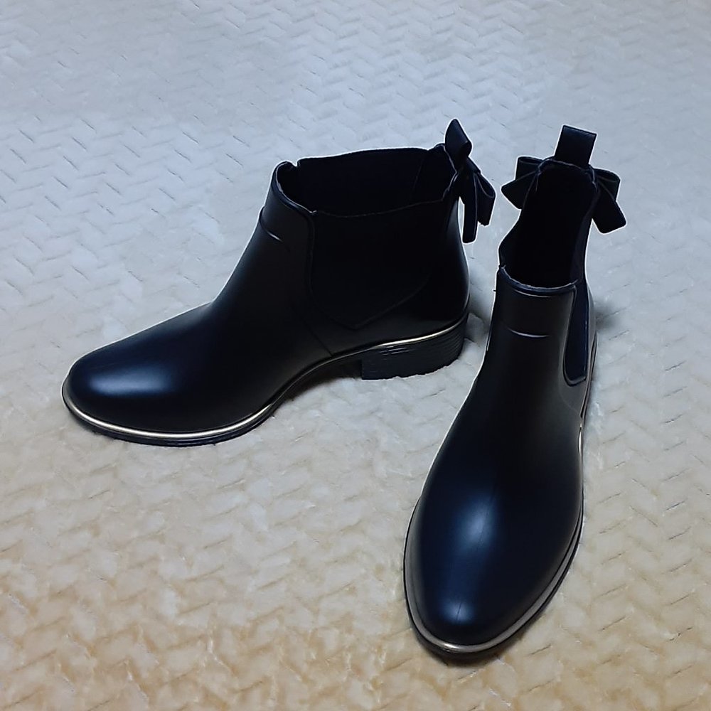 Kate Spade ♠️ Sebastian Bow Rain Boots Size 8 EUC